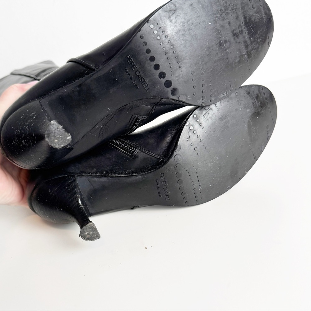 Vintage Pepe Castell Black Leather Knee-High Boots size 39 - Picture 5 of 7